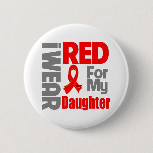 Daughter - Ik Draag Red Ribbon Ronde Button 5,7 Cm