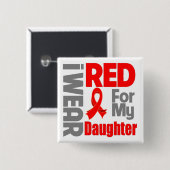 Daughter - Ik Draag Red Ribbon Vierkante Button 5,1 Cm (Voorkant /achterkant)