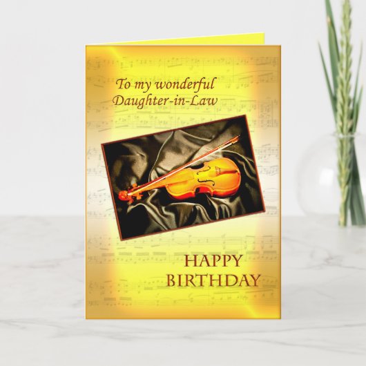 Daughter-in-law birthday card with a violin kaart (Voorkant)