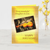 Daughter-in-law birthday card with a violin kaart (Gele Bloem)