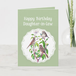 Daughter-in-law Birthday Song Sparrows, Cute Birds Kaart