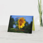 Daughter-in-Law Birthday Sunflower Card Kaart<br><div class="desc">Een honingbij bezoekt een mooie zonnebloem. Op de achterkant van de kaart staat een zonnebloem die hoog staat in een veld met zonnebloemen.</div>