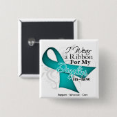 Daughter-in-law - Blauwgroen lintbewustzijn Vierkante Button 5,1 Cm (Voorkant /achterkant)