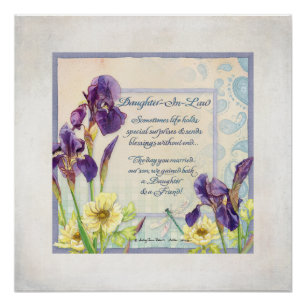 Daughter in Law Calligraphy Poem Iris Waterverf Poster