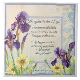 Daughter in Law Calligraphy Poem Iris Waterverf Tegeltje