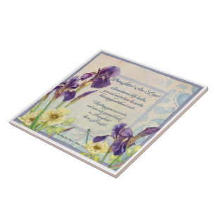 Daughter in Law Calligraphy Poem Iris Waterverf Tegeltje