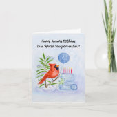 Daughter-in-Law Happy January Birthday Cardinal Kaart (Voorkant)
