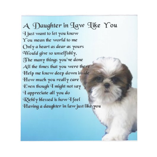 Daughter in Law Poem - Shih-Tzu Design Notitieblok (Voorkant)
