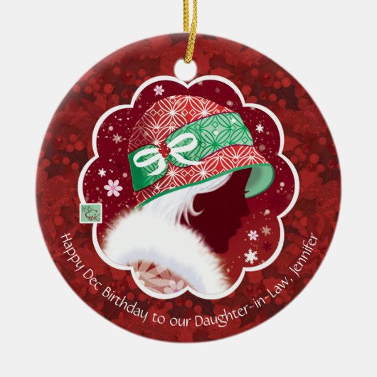 Daughter-in-Law's December 2010, Red Pet Girl Keramisch Ornament (Voorkant)