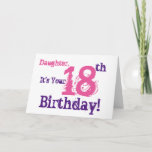 Daughter is 18e verjaardagsgroet in het paarse, ro kaart<br><div class="desc">Een witte achtergrond met paarse en roze tekst,  op deze leuke verjaardagsgroet voor een dochter. Mijn grappige geestelijken.</div>