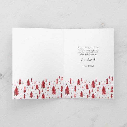 Daughter kerstbomen Merry Kerstmis Natural Feestdagen Kaart (Binnen)