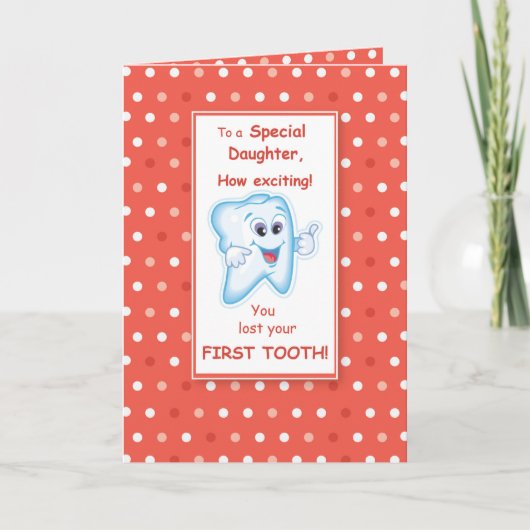 Daughter Lost First Tooth Gefeliciteerd, Oranje Kaart (Voorkant)