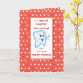 Daughter Lost First Tooth Gefeliciteerd, Oranje Kaart (Gele Bloem)