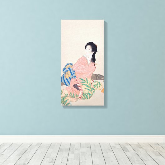 Daughter Miyuki (Elegant Japans Lady, Aziatische k Canvas Afdruk (Insitu (Houten vloer))