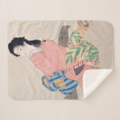 Daughter Miyuki (Mooie Japanse dame) (Aziatisch) Sherpa Deken (Voorkant (horizontaal))