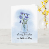Daughter Moederdag Cornflower in Mason Jar Kaart (Gele Bloem)