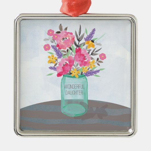 Daughter Moederdag Mason Jar Vase Metalen Ornament (Voorkant)