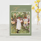 Daughter Mother's Day, Girls in Flower Garden, Vin Kaart (Gele Bloem)