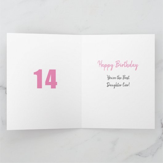 Daughter Number 14 Photo Collage Big 14th Birthday Kaart (Binnen)