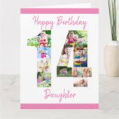 Daughter Number 14 Photo Collage Big 14th Birthday Kaart (Voorkant)