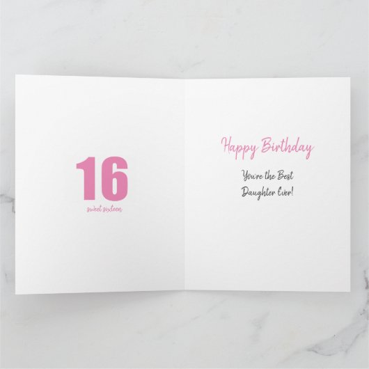 Daughter Number 16 Photo Collage Big 16th Birthday Kaart (Binnen)
