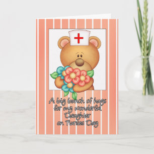 Daughter Nurse's Day Card met Zurse Teddy Bear en Kaart