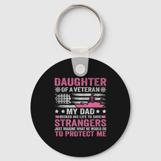 Daughter Of A Veteran Us Veteran Dad Daughter Vete Sleutelhanger (Voorkant)
