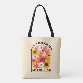 Daughter of The King Bible Verse Wildflower Faith Tote Bag