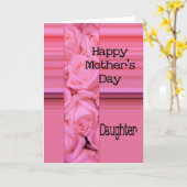 Daughter Pastel rozen & strepen Moederdag Kaart (Gele Bloem)