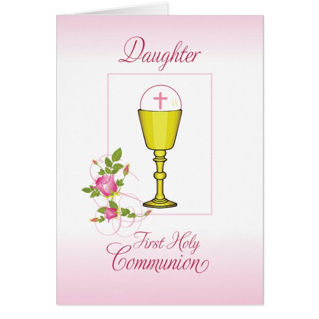 Daughter Pink First Heilige Communie, Chalice, Hos (Voorkant)
