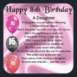 Daughter Poem 16th Birthday Vierkante Sticker<br><div class="desc">Een geweldig cadeau voor een dochter op haar 16e verjaardag</div>