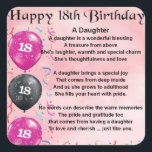 Daughter Poem - 18th Birthday Vierkante Sticker<br><div class="desc">Een ideaal cadeau voor een dochters op 18e verjaardag</div>