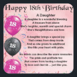 Daughter Poem - 18th Birthday Vierkante Sticker<br><div class="desc">Een ideaal cadeau voor een dochters op 18e verjaardag</div>