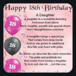 Daughter Poem - 18th Birthday Vierkante Sticker<br><div class="desc">Een geweldig cadeau voor een dochter op haar 18e verjaardag</div>
