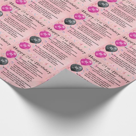 Daughter Poem 21st Birthday Cadeaupapier (Hoek)