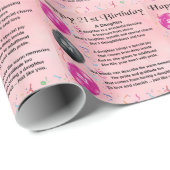Daughter Poem 21st Birthday Cadeaupapier (Rol Hoek)