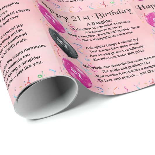 Daughter Poem 21st Birthday Cadeaupapier (Rol Hoek)