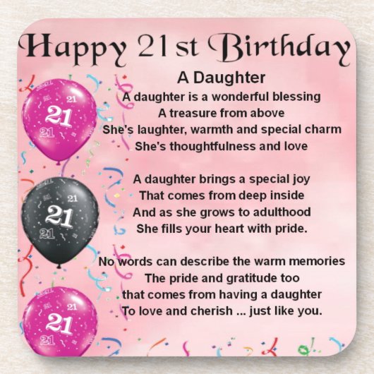 Daughter Poem 21st Birthday Drankjes Onderzetter (Voorkant)
