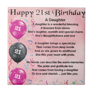 Daughter Poem 21st Birthday Tegeltje