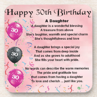 Daughter Poem 30th Birthday Drankjes Onderzetter