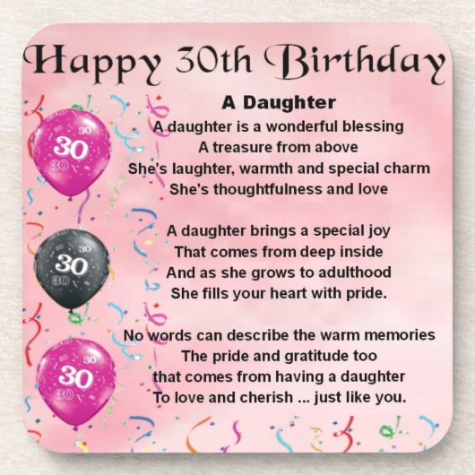 Daughter Poem 30th Birthday Drankjes Onderzetter (Voorkant)
