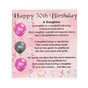 Daughter Poem 30th Birthday Notitieblok