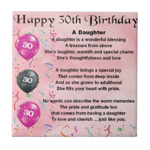 Daughter Poem 30th Birthday Tegeltje