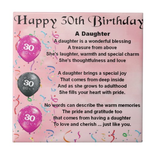 Daughter Poem 30th Birthday Tegeltje (Voorkant)