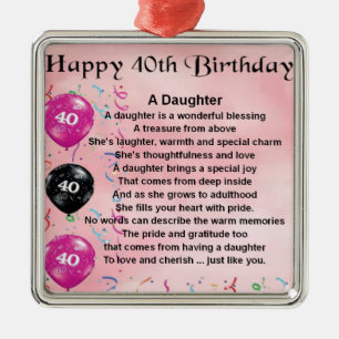 Daughter Poem 40th Birthday Metalen Ornament
