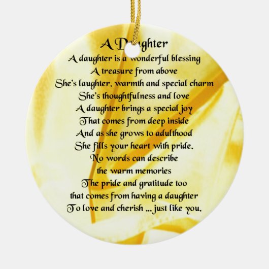 Daughter Poem - Gele Zijde Keramisch Ornament (Voorkant)