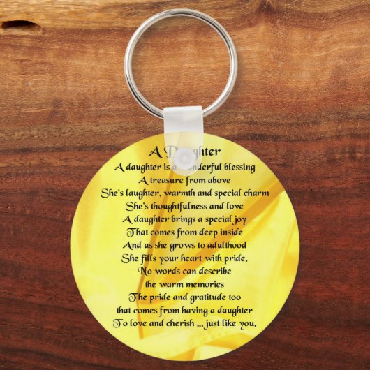 Daughter Poem - Gele Zijde Sleutelhanger (Voorkant)