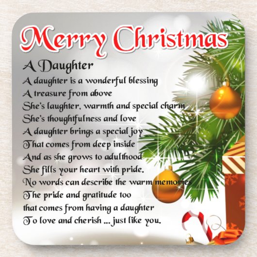 Daughter Poem - kerstAfbeelding Bier Onderzetter (Voorkant)