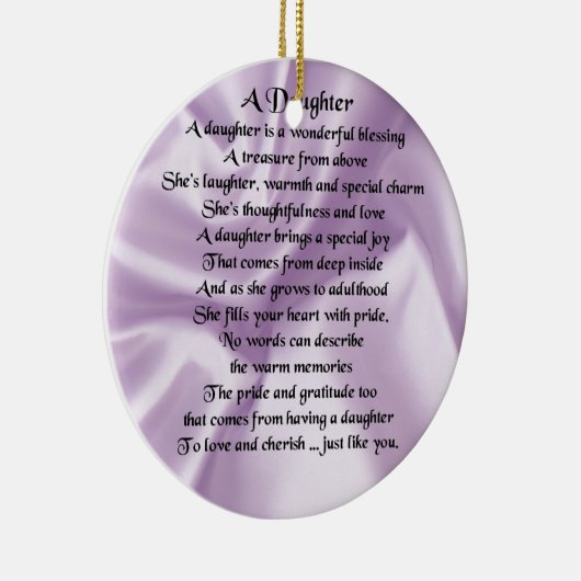 Daughter Poem - Lila zijde Keramisch Ornament (Rechts)