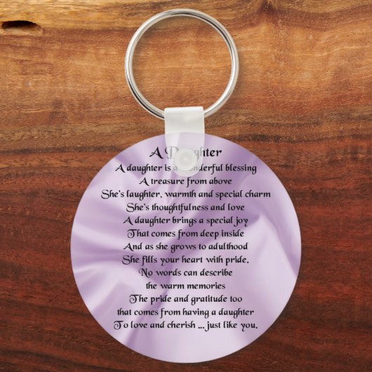 Daughter Poem - Lila zijde Sleutelhanger (Voorkant)